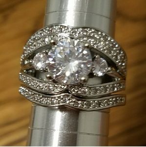 NWOT White natural sapphire .925 rhodium plated